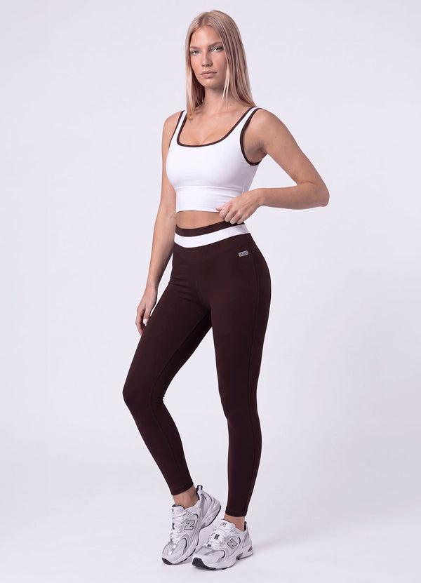 LEGGING EMANA BALANCE - MARRON OSCURO/BLANCO LEGGINGS WIN ROPA DEPORTIVA