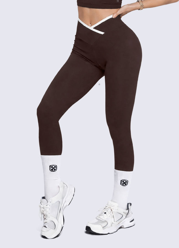 LEGGING EMANA CONTRAST - MARRON OSCURO LEGGINGS WIN ROPA DEPORTIVA Marron oscuro S
