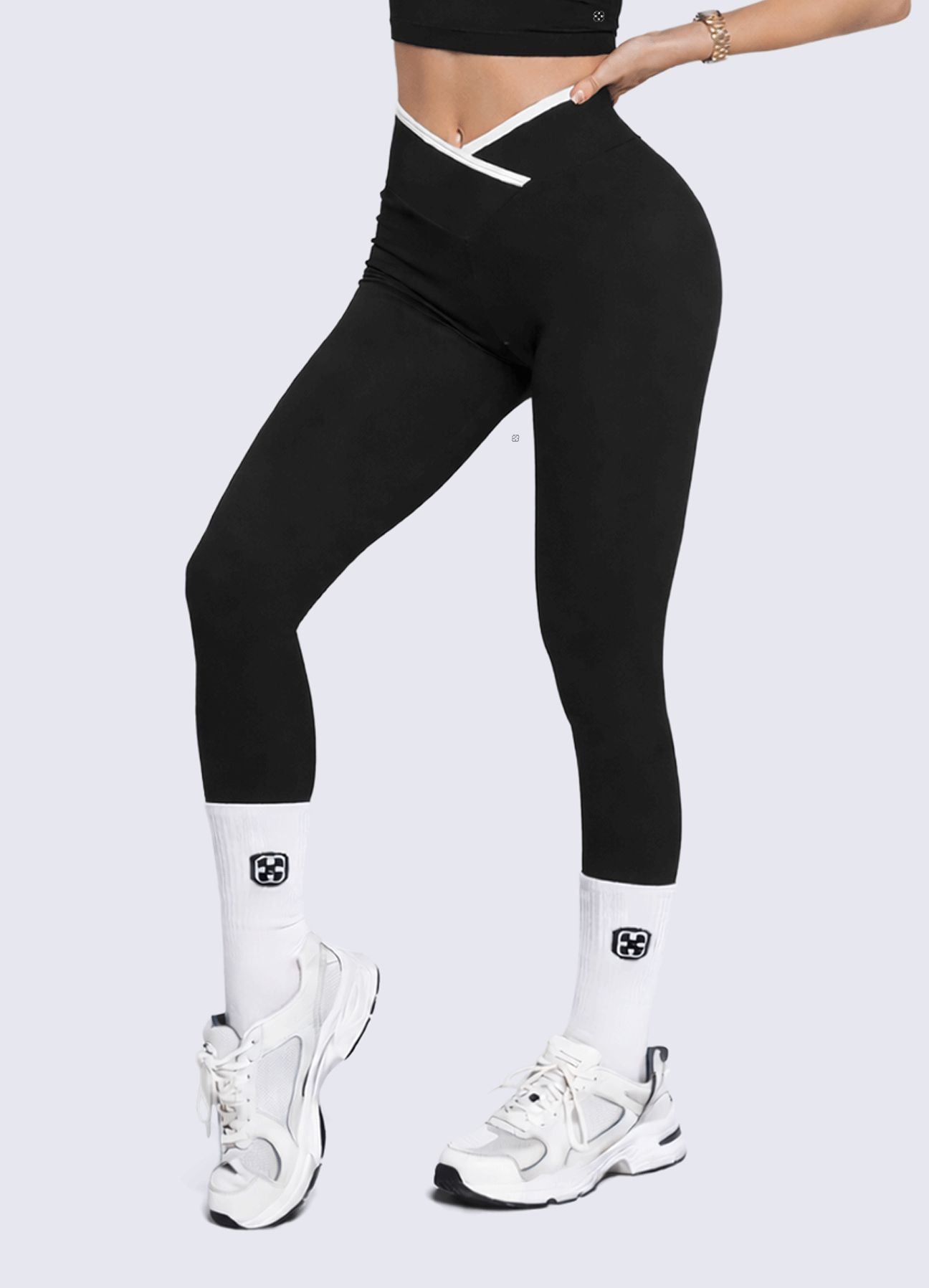 LEGGING EMANA CONTRAST - NEGRO/BLANCO LEGGINGS WIN ROPA DEPORTIVA