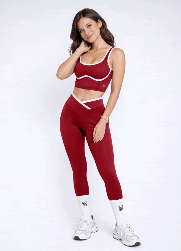 LEGGING EMANA CONTRAST - ROJO OSCURO LEGGINGS WIN ROPA DEPORTIVA