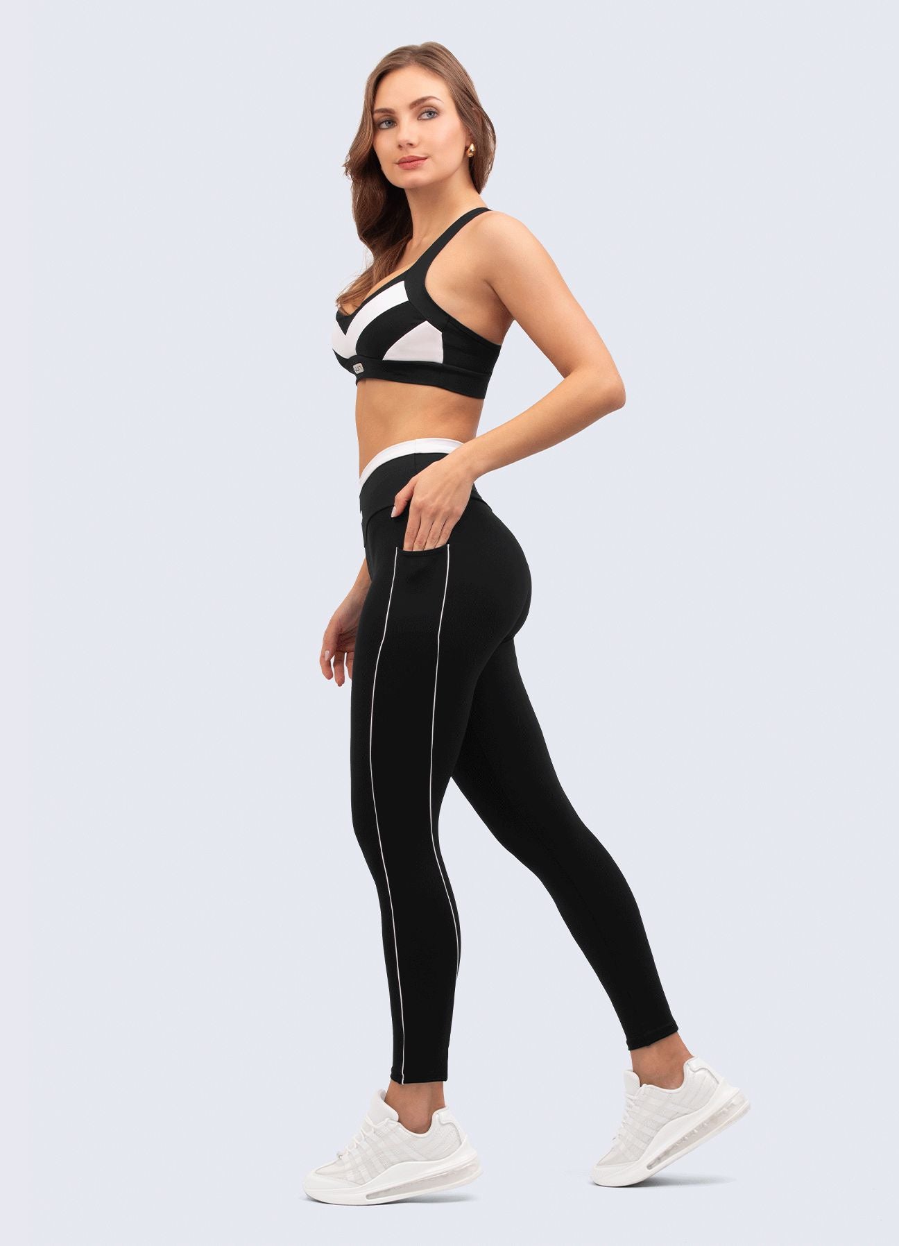 LEGGING EMANA PERFECTLY - NEGRO/BLANCO LEGGINGS WIN ROPA DEPORTIVA