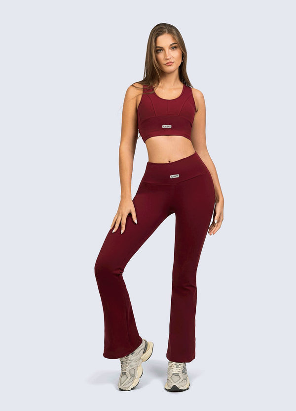 PANTALON FLARE BASIC - ROJO OSCURO LEGGINGS WIN ROPA DEPORTIVA