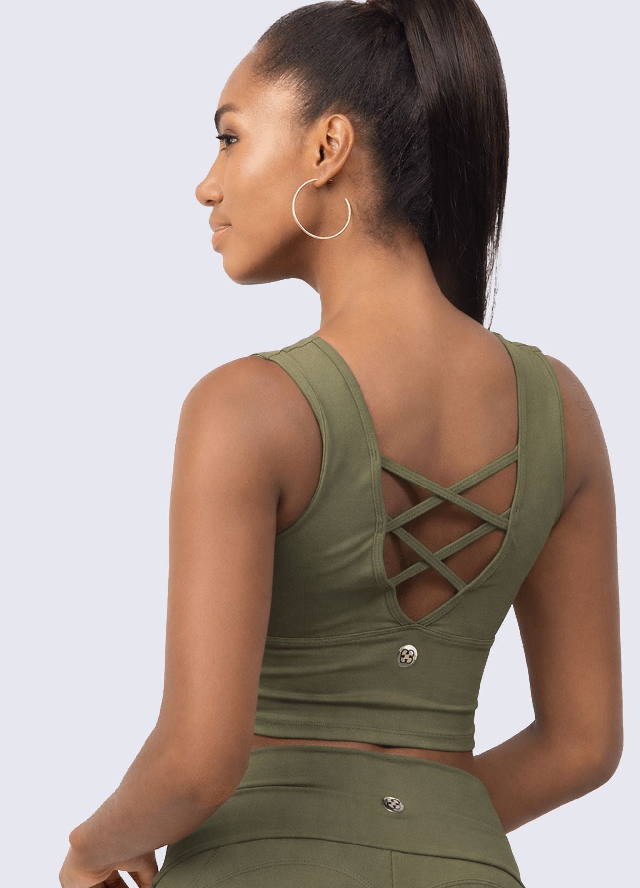 TOP EMANA PERFECT BELT - VERDE MILITAR TOPS WIN ROPA DEPORTIVA