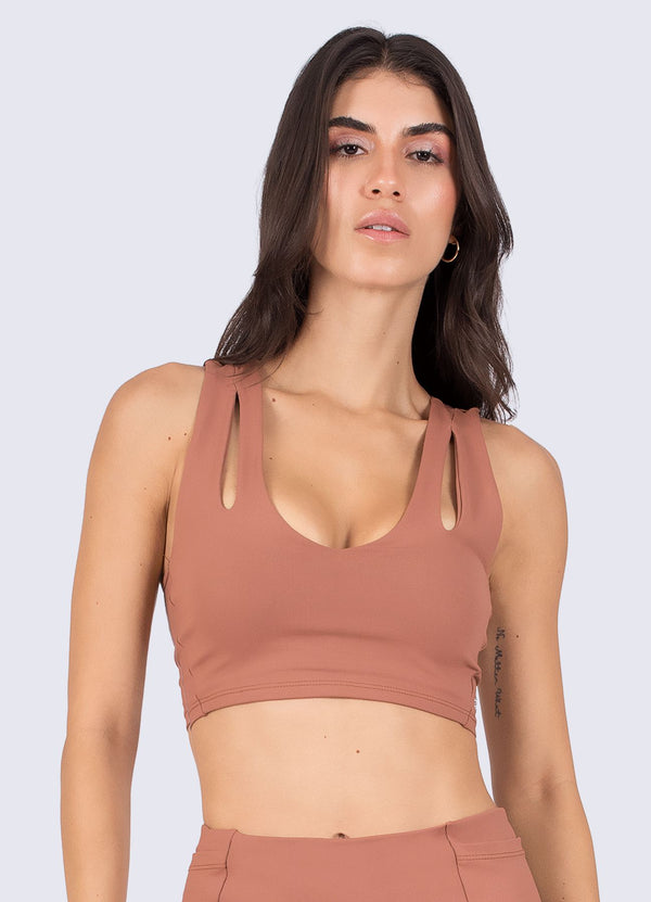 TOP EMANA SHAPE - MARRON COCOA TOPS WIN ROPA DEPORTIVA Marron cocoa S