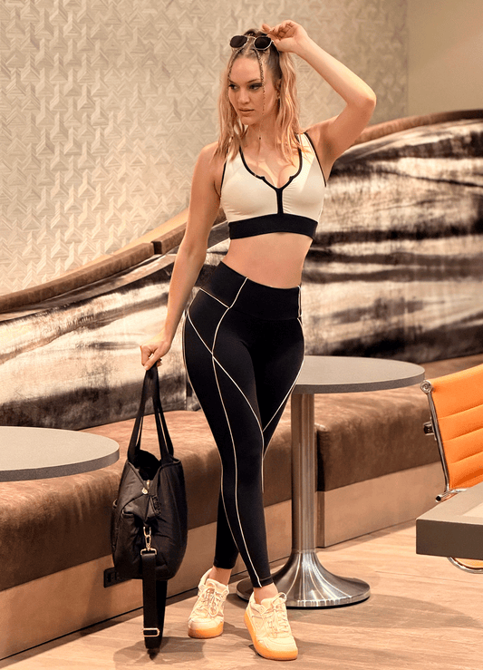 LEGGING EMANA LINE - NEGRO/HUESO