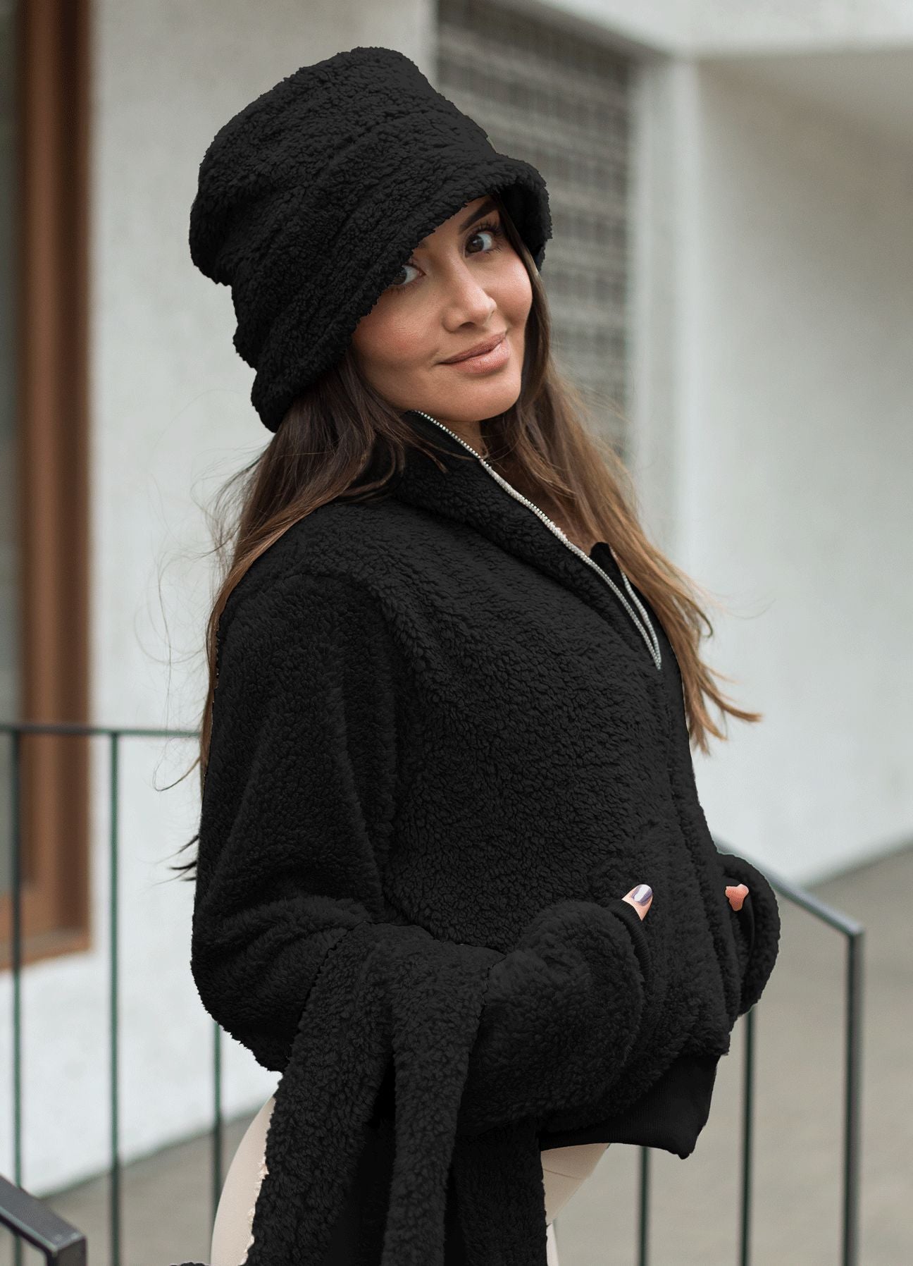 Casaca Fleece Negro | Chaqueta Negra de Mujer | WIN ROPA DEPORTIVA