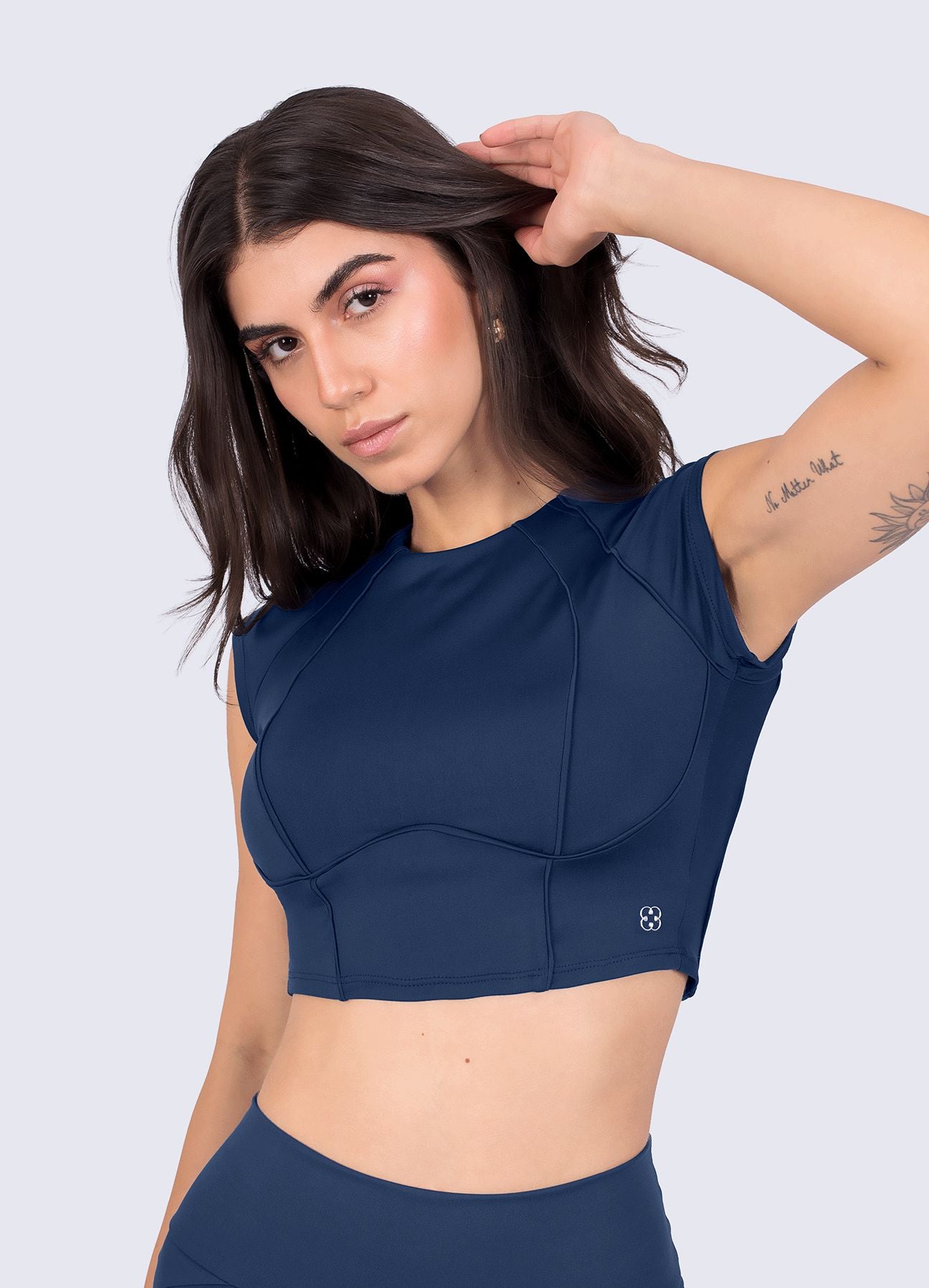 CROP FUTURE SCULPT - AZUL MARINO TOPS WIN ROPA DEPORTIVA 
