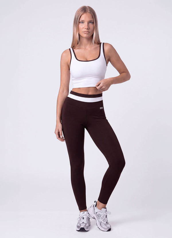 LEGGING EMANA BALANCE - MARRON OSCURO/BLANCO LEGGINGS WIN ROPA DEPORTIVA MARRON OSCURO-BLANCO S 
