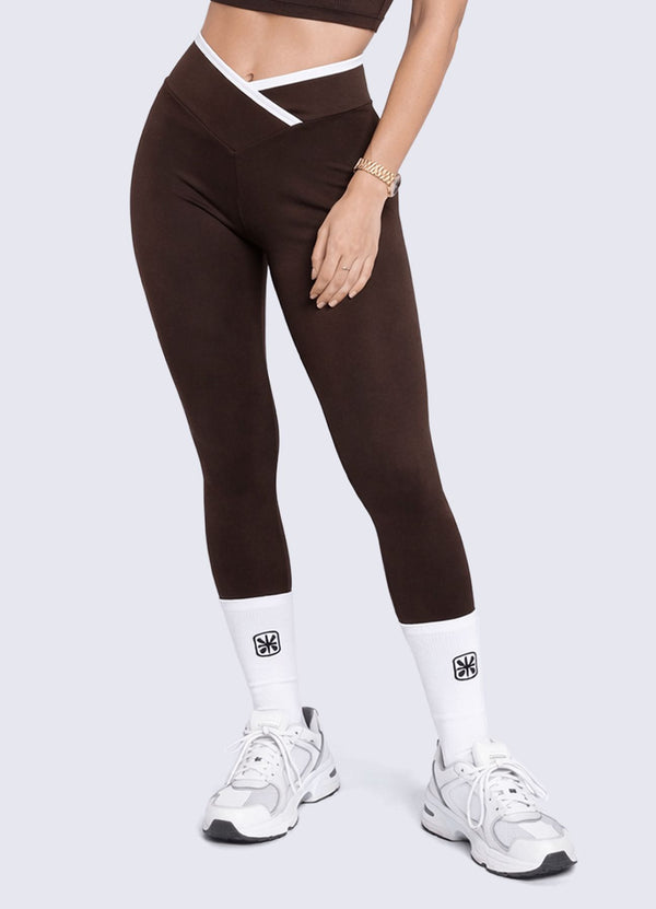 LEGGING EMANA CONTRAST - MARRON OSCURO LEGGINGS WIN ROPA DEPORTIVA 