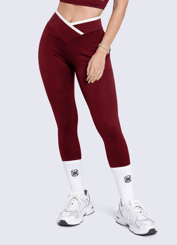 LEGGING EMANA CONTRAST - ROJO OSCURO LEGGINGS WIN ROPA DEPORTIVA Rojo oscuro S 