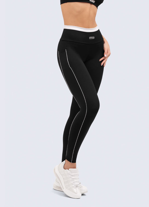LEGGING EMANA PERFECTLY - NEGRO/BLANCO LEGGINGS WIN ROPA DEPORTIVA Negro-Blanco S 