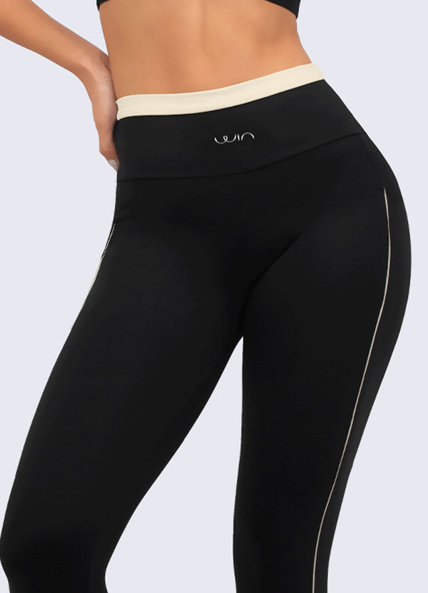 LEGGING EMANA PERFECTLY - NEGRO/HUESO LEGGINGS WIN ROPA DEPORTIVA 