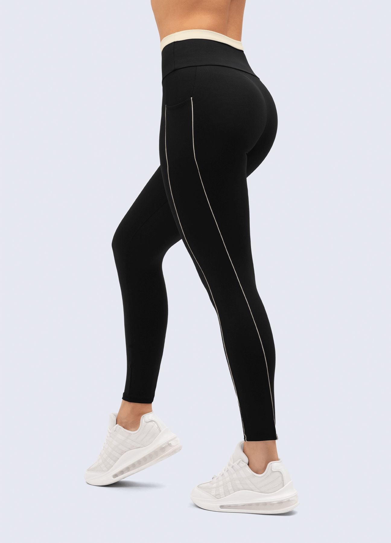 LEGGING EMANA PERFECTLY - NEGRO/HUESO LEGGINGS WIN ROPA DEPORTIVA 