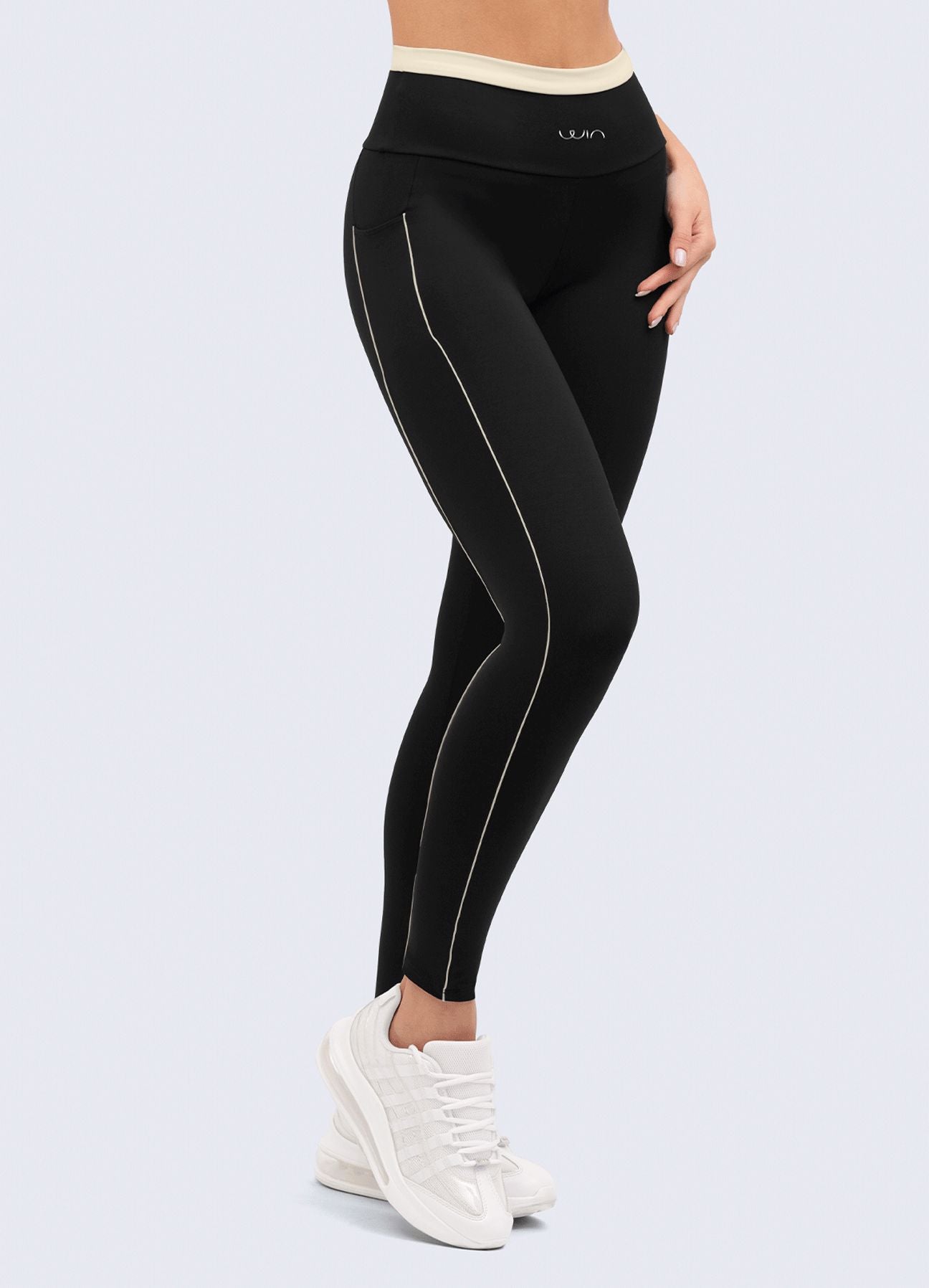 LEGGING EMANA PERFECTLY - NEGRO/HUESO LEGGINGS WIN ROPA DEPORTIVA Negro-Hueso S 