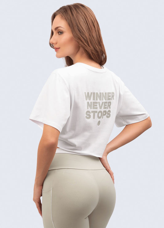 T-SHIRT NEVERS STOP-BLANCO T-SHIRT WIN ROPA DEPORTIVA 