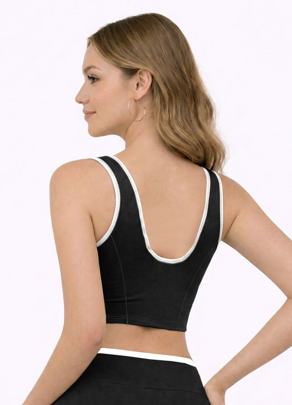 TOP EMANA CONTRAST - NEGRO TOPS WIN ROPA DEPORTIVA 