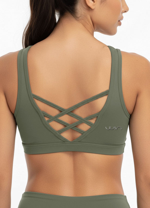 TOP EMANA CUT PERFECT - VERDE MILITAR TOPS WIN ROPA DEPORTIVA 