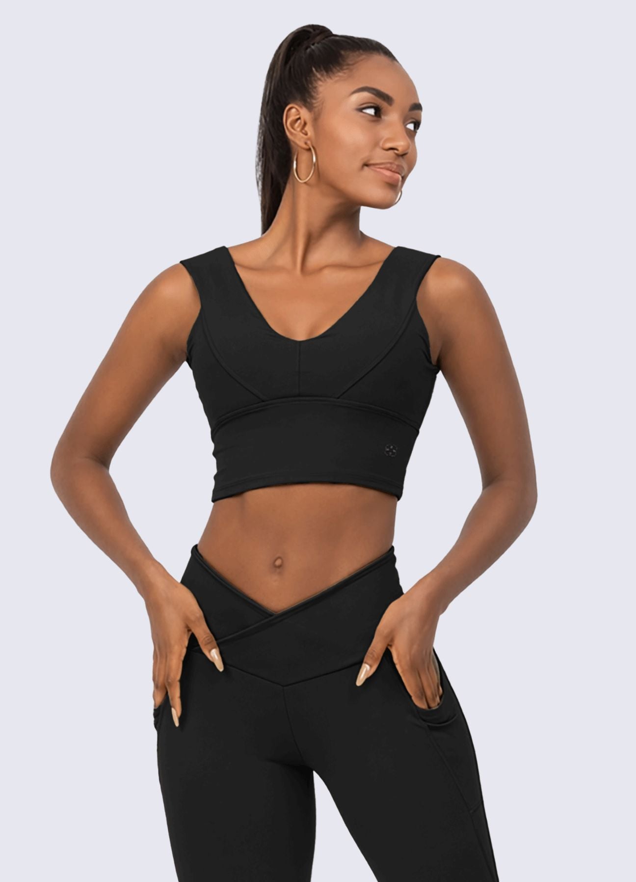 TOP EMANA PERFECT BELT - NEGRO TOPS WIN ROPA DEPORTIVA 