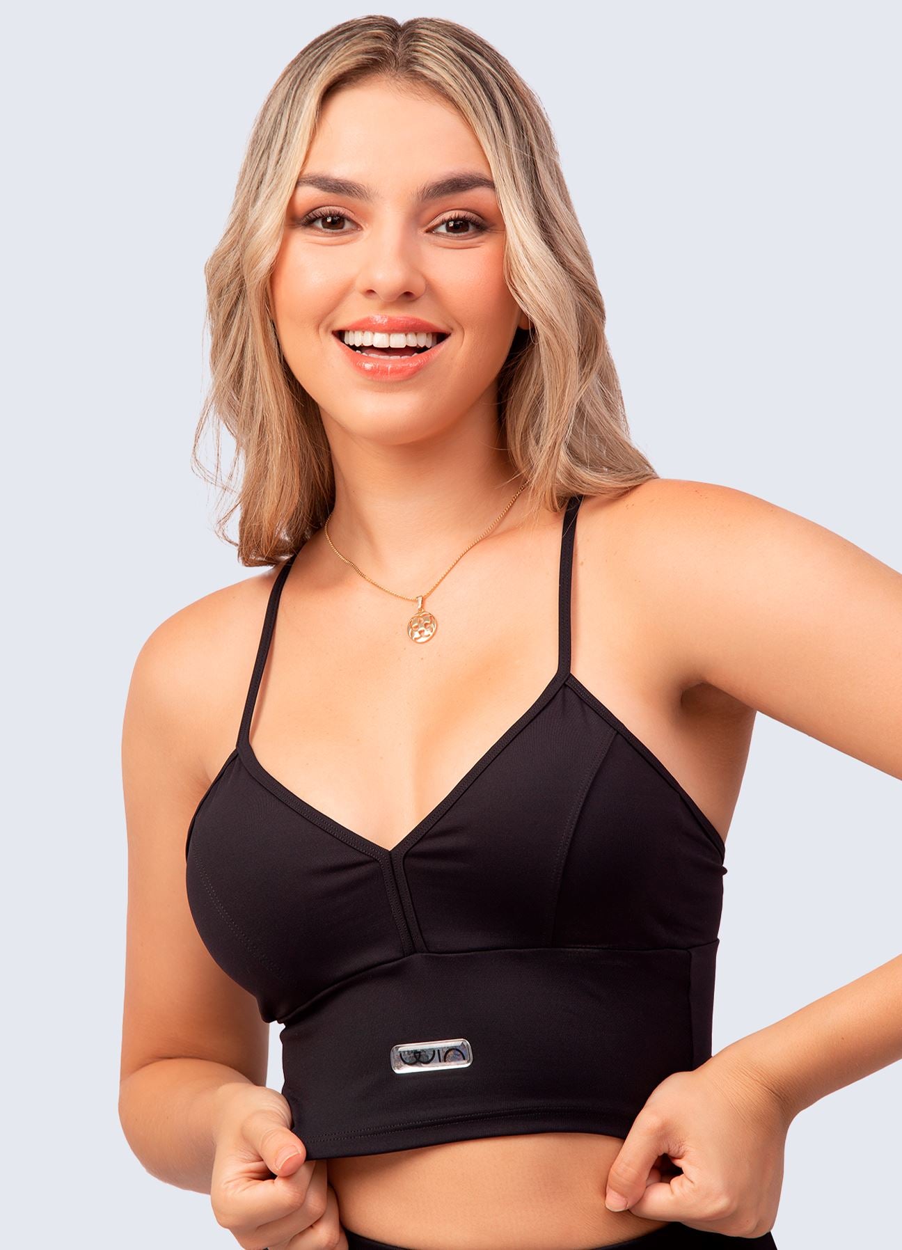 TOP EMANA V NECK-NEGRO TOPS WIN ROPA DEPORTIVA 