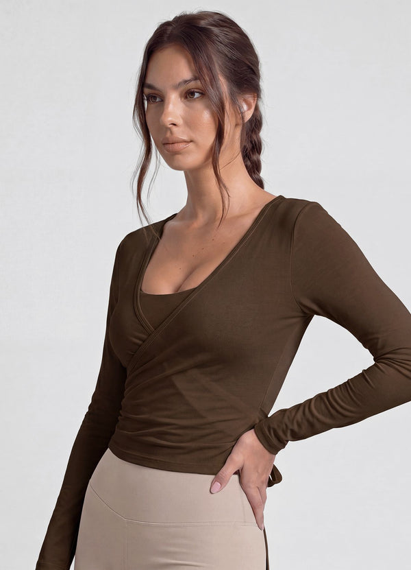 TOP STUDIO CRUZADO - MARRON OSCURO TOPS WIN ROPA DEPORTIVA MARRON OSCURO S/M 