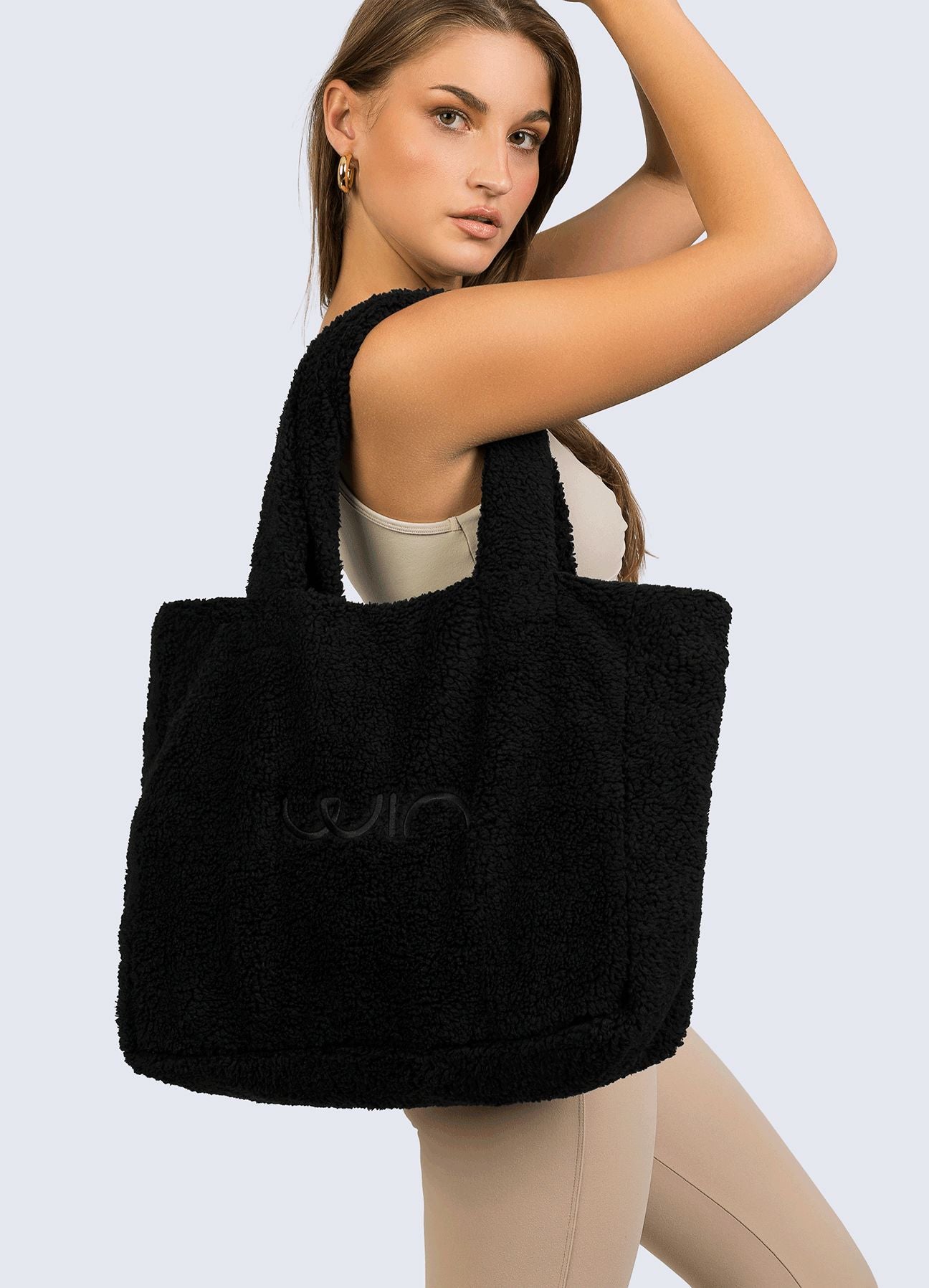 Bolsas Tote Negras | Bolso Tote De Forro Polar | WIN ROPA DEPORTIVA