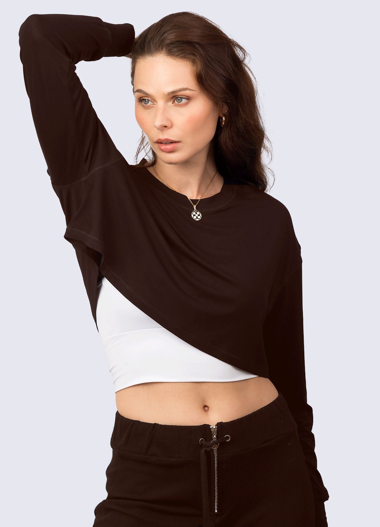 TSHIRT CROP SUPERNOVA - MARRON OSCURO T-SHIRT WIN ROPA DEPORTIVA Marrón S 