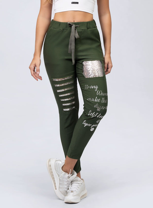 PANTALON SHINE - VERDE MILITAR PANTALONES WIN 