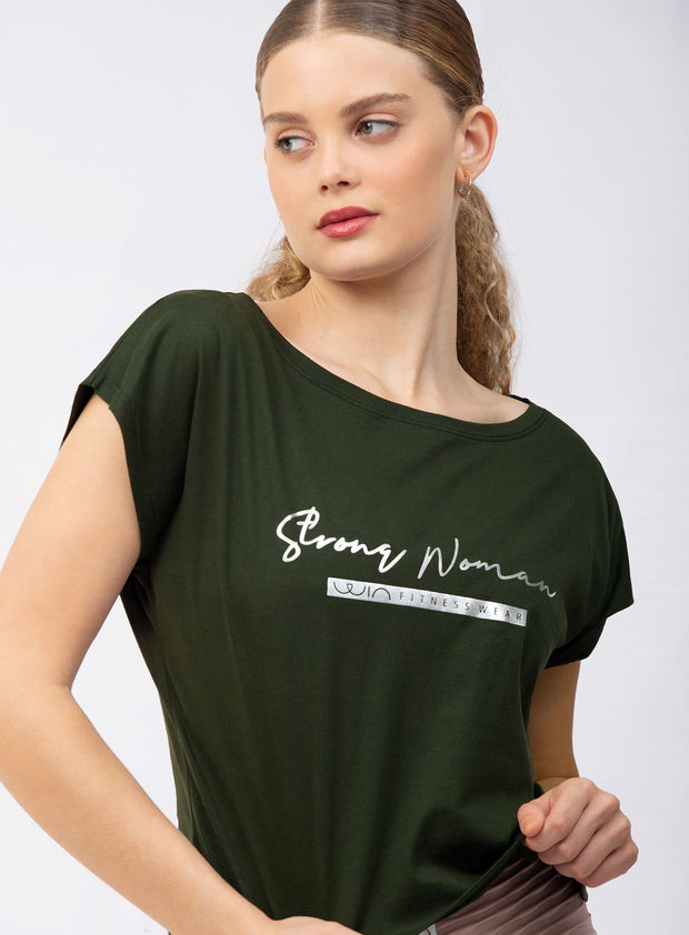 T-shirt Strong Woman - Verde Militar POLOS WINropadeportiva 